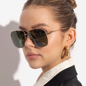 New! Valentino VLS 171A, Gold Frame With Green Lenses Sunglasses, Authentic